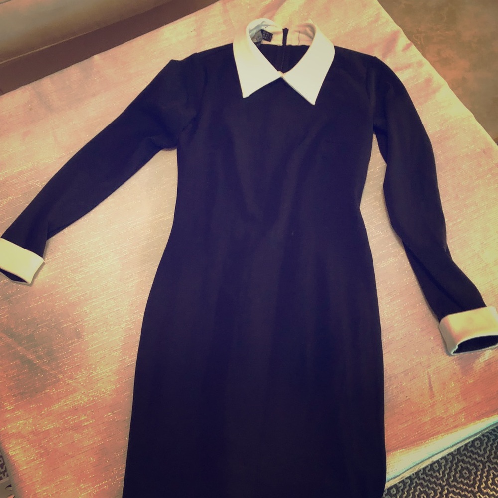 Adorable black dress with white collar and trim